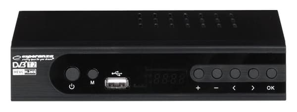 Esperanza EV106P Digital DVB-T2 H.265/HEVC tuner, sort