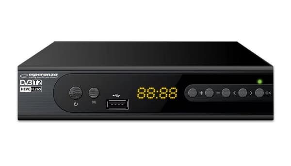 Esperanza EV106P Digital DVB-T2 H.265/HEVC tuner, sort