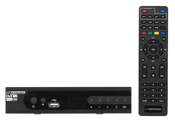 Esperanza EV106P Digital DVB-T2 H.265/HEVC tuner, sort