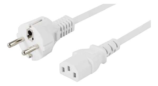 Earthed extension cable CEE 7/7 to IEC 60320 C13, 10m, white