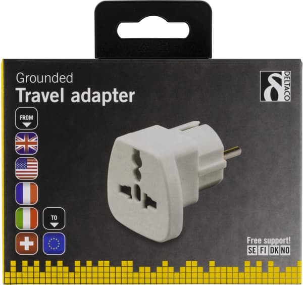 Travel adapter, UK/US/Italy/Switzerland - EU, 250V/13