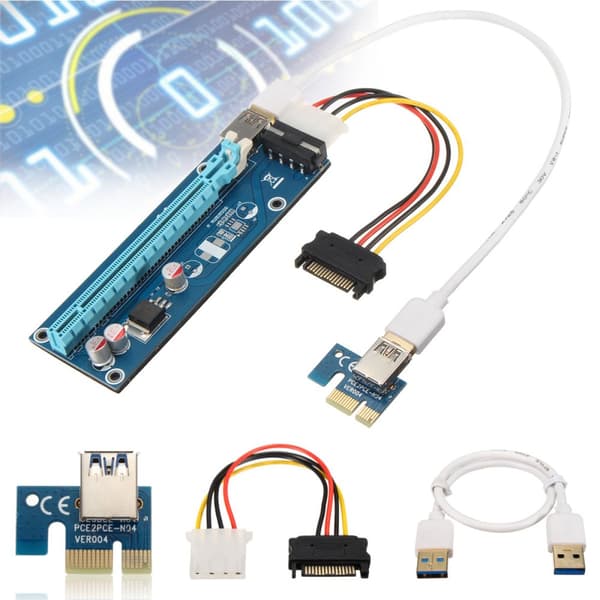 USB 3.0 PCI-E Express 16X Extender Riser Board -sovitin SATA-kaapeli