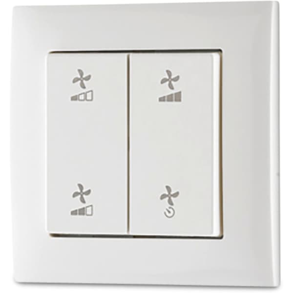 xComfort Glanset vippe hvit dobbel - viftesymbol