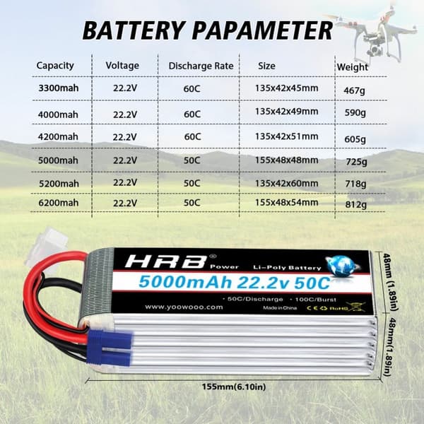 Lipo-batteri, 6S, 22,2V