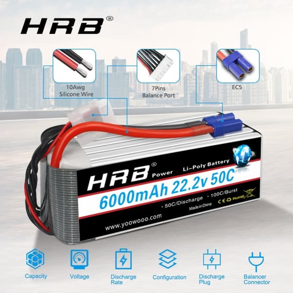 Lipo batteri, 6S, 22,2v