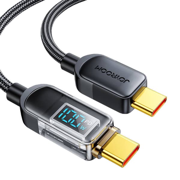 Joyroom Type-C - Type-C Data Cable 100W, 1.2m with Digital Display, Black (S-CC100A4)
