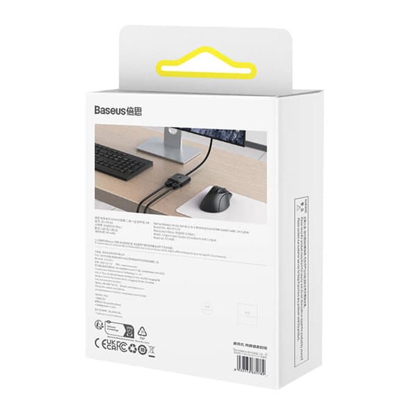 Baseus AirJoy 2-in-1, 4K, 60Hz, Bi-directional HDMI adapter with built-in HDMI male cable (1m), Black (B01331105111-01)