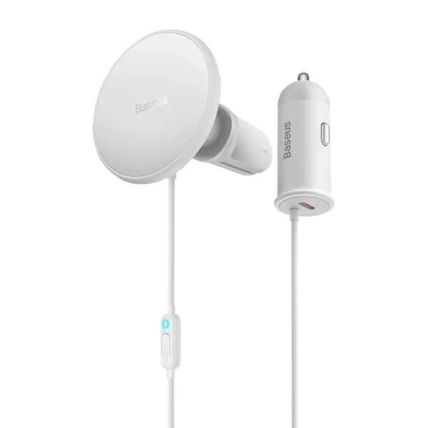 Baseus Car Charger MagSafe 15W holder for Air vent + Type-C 25W White (SUCX040102)