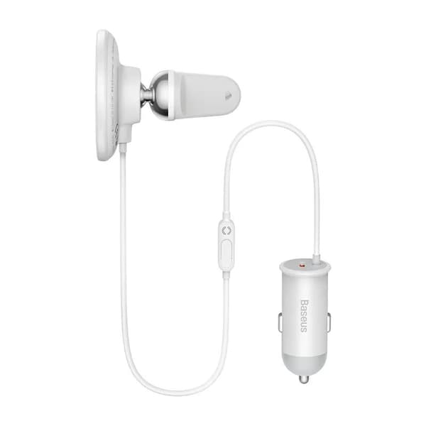 Baseus Car Charger MagSafe 15W holder for Air vent + Type-C 25W White (SUCX040102)