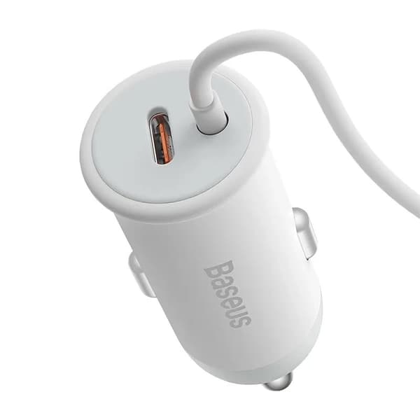 Baseus Car Charger MagSafe 15W holder for Air vent + Type-C 25W White (SUCX040102)