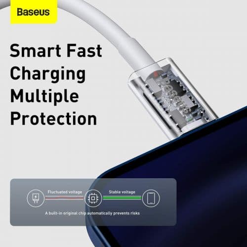 CABLU alimentare si date Baseus Superior, Fast Charging Data Cable pt. smartphone, USB Type-C la Lightning Iphone PD 20W, 1.5m, alb "CATLYS-B02" (timb
