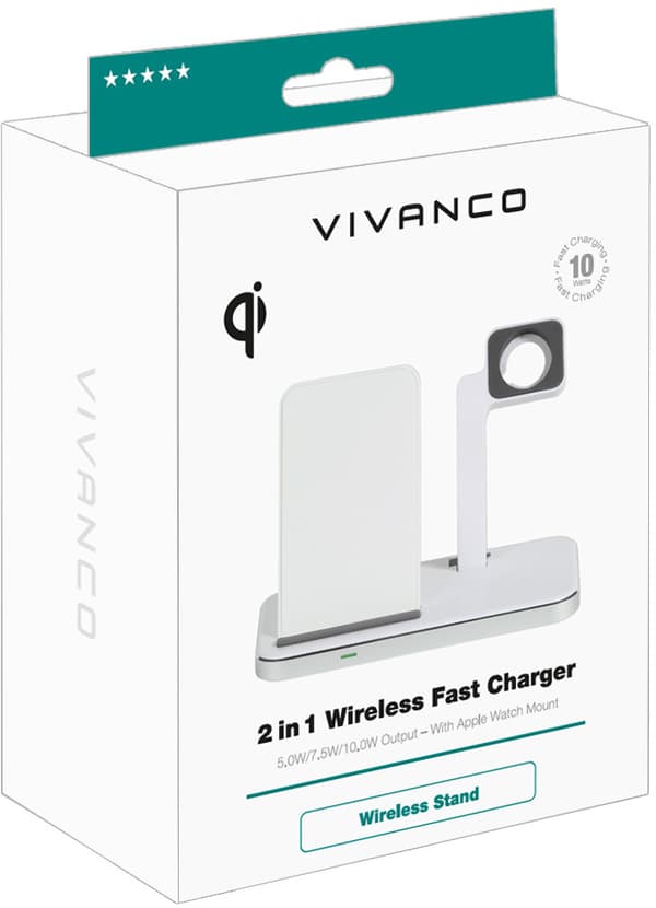 Vivanco wireless charger 2in1 Wireless Fast 10W (62493)