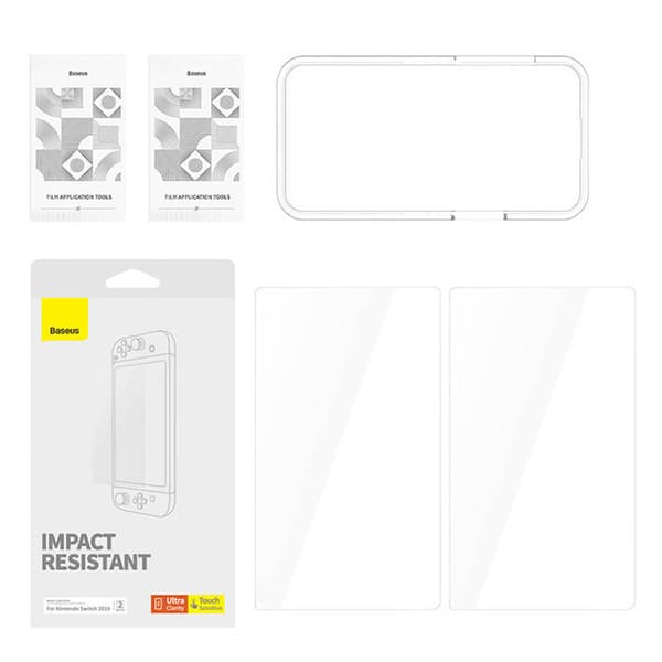 Baseus Crystal Tempered Glass for Nintendo Switch 2019 with Mounting Kit, Transparent (P6001205K201-00)