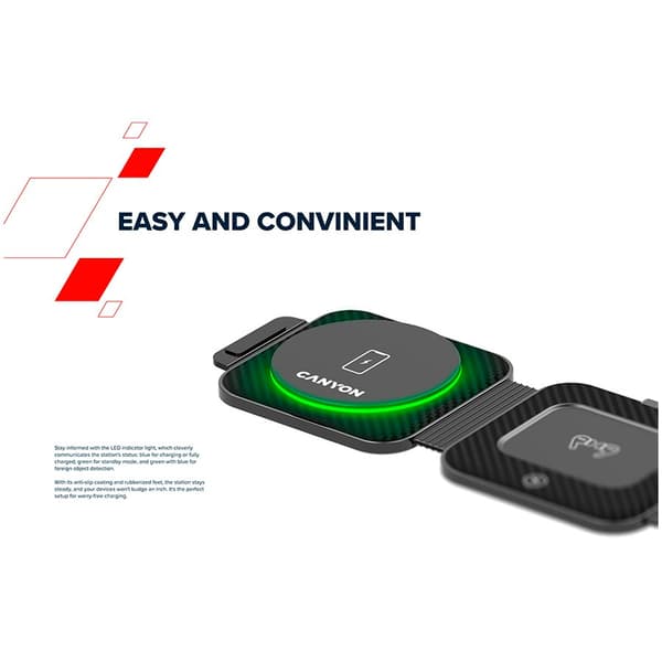 CANYON wireless charger WS-305 15W 3in1 Foldable Black