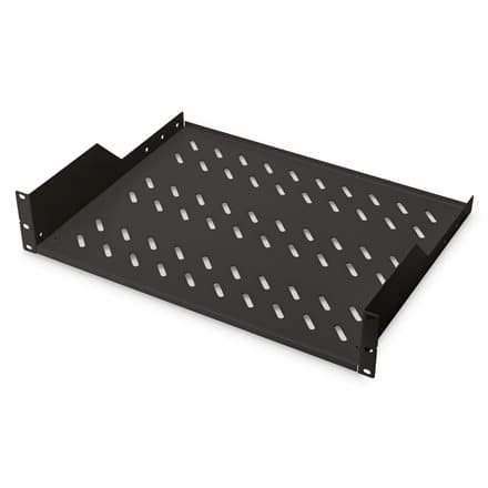 Digitus | 2U Fixed Shelf for Racks | DN-19 TRAY-2-SW | Black | Perfect for storage of components which are not 483 mm (19”) suitable. Slim design whic