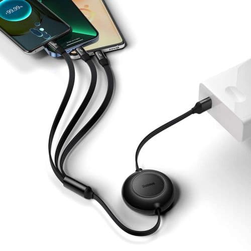 CABLU alimentare si date Baseus, Fast Charging Data Cable pt. smartphone, USB la USB-C / Lightning / Micro, 66W/2A, 480Mbps, negru "CAMJ010101" (inclu