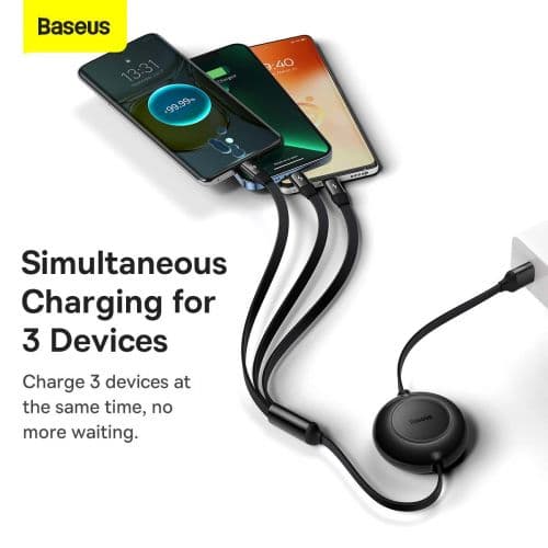 CABLU alimentare si date Baseus, Fast Charging Data Cable pt. smartphone, USB la USB-C / Lightning / Micro, 66W/2A, 480Mbps, negru "CAMJ010101" (inclu