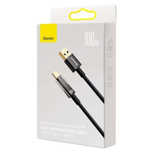 CABLU alimentare si date Baseus Explorer, Fast Charging Data Cable pt. smartphone, USB la USB Type-C 100W, 2m, Auto Power-Off, negru transparent "CATS