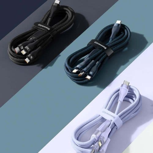 3in1 USB cable Baseus Flash Series 2, USB-C + micro USB + Lightning, 100W, 1.5m (black)