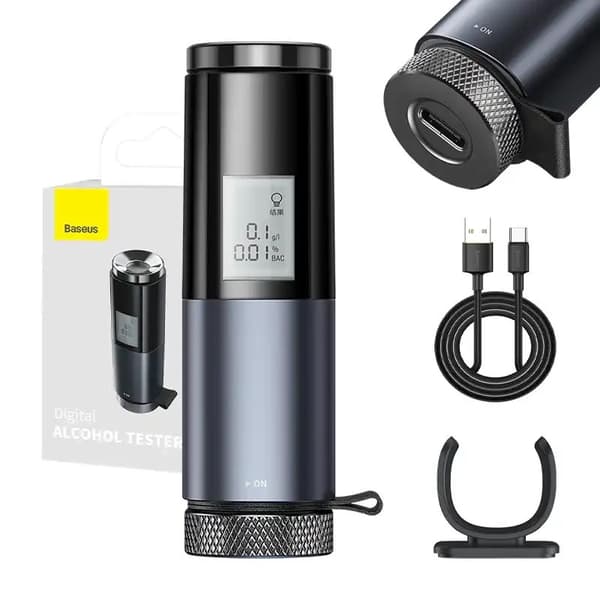 Baseus Alcohol Breathalyser Breathless Series, PD 5V (with USB - Type-C 1m cable), Black (CRCX-01)