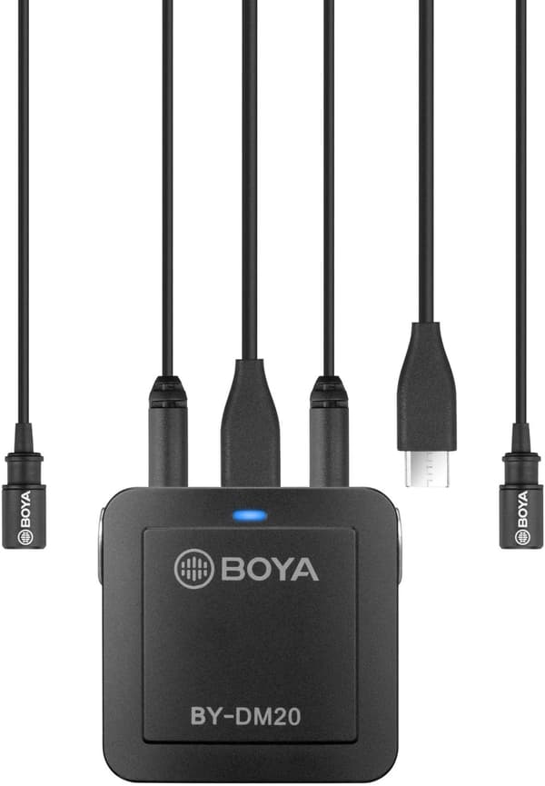Boya Kit lavaliera dubla, 2x 1,90m, USB-C + Jack 3.5 pentru PC, iOS si Android "BY-DM20" (timbru verde 0.18 lei)