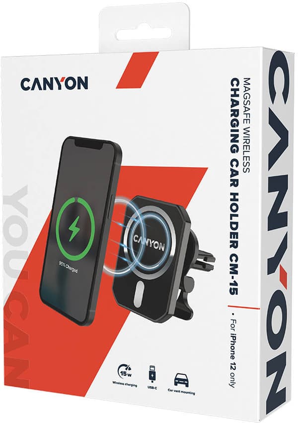 CANYON car charger CM-15 15W Wireless Magnetic for iPhone 12/13 Black