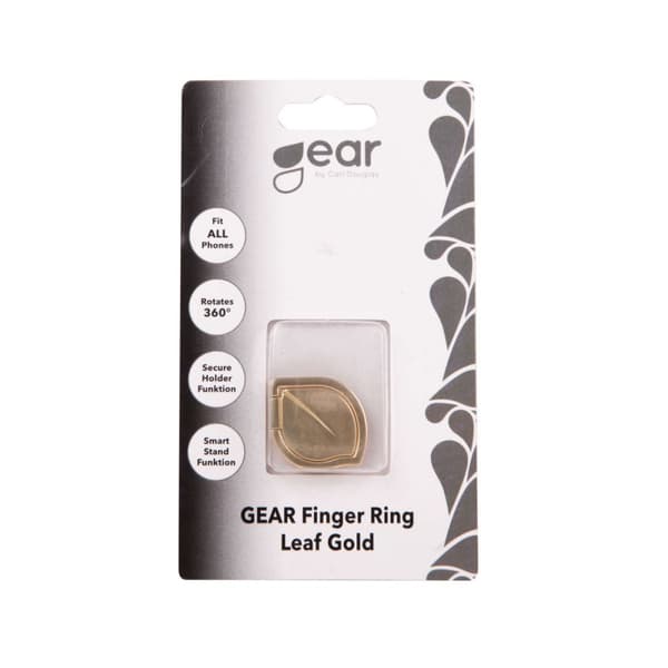 Gear Mobilring. Løv med Ståfunktion. Guld.