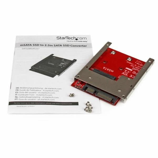 Adapter SSD Startech SAT32MSAT257 Rød Sølvfarvet SSD mSATA