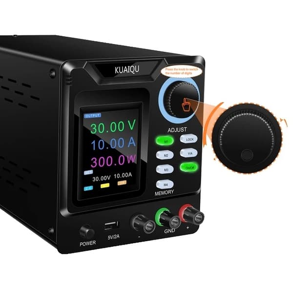 Programmerbar DC Strømforsyning, Justerbar Spænding, PC Software Kontrol, 30V 10A Sort, AC 220V 30V 10A Black