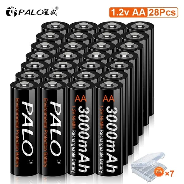 Uudelleenladattavat AA-paristot, 100% alkuperäiset, 3000mAh kapasiteetti, esiladattu, 12V, 28 kpl AA-paristoja