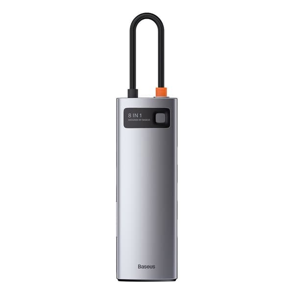 Multifunktionell 8in1 USB HUB USB-C PD 100W HDMI SD- och microSD-kortläsare 3x USB 3.2 RJ45 Grå