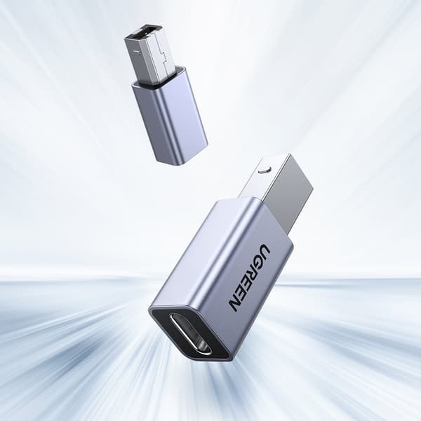 Adapterstik fra USB-C til USB-B til en diskprinter - grå