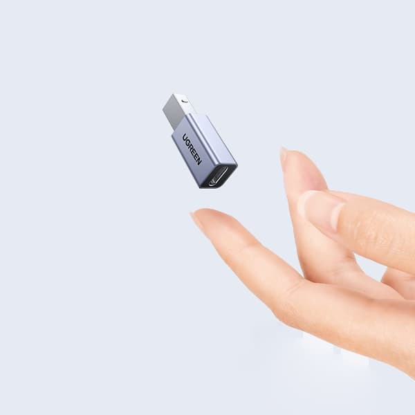 Adapterstik fra USB-C til USB-B til en diskprinter - grå