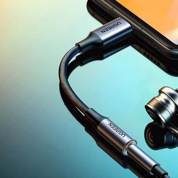 USB-C til 3,5 mm Mini Jack 10 cm hovedtelefonadapter - sort