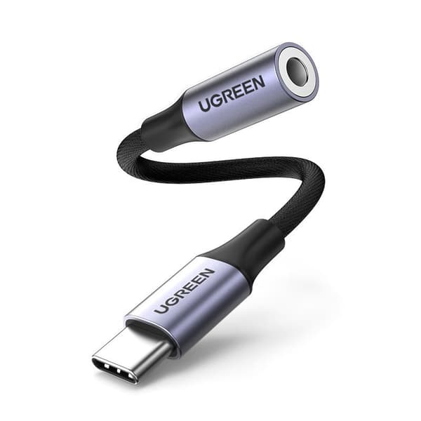 USB-C til 3,5 mm Mini Jack 10 cm hovedtelefonadapter - sort