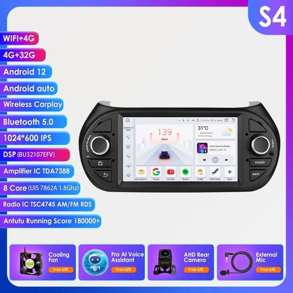Auton radio, Android 12, Carplay, S6 AHD2 AI