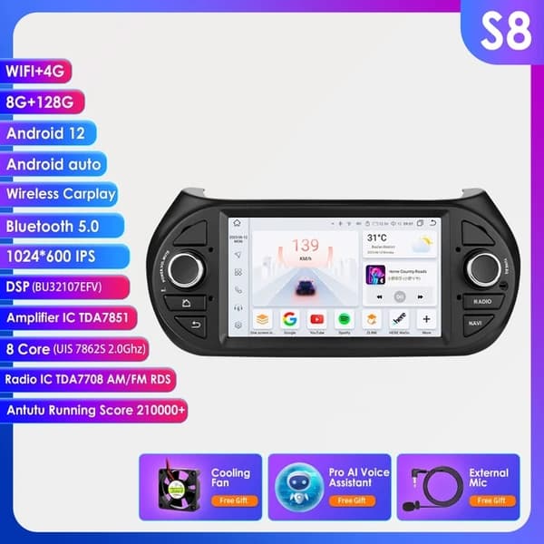 Auton radio, Android 12, Carplay, S6 AHD2 AI