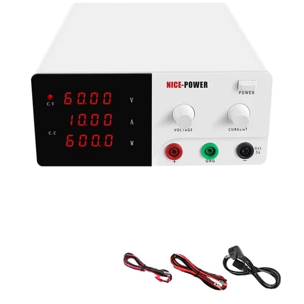 Laboratorie DC strømforsyning, Høj effektudgang, Justerbare spændingsindstillinger, AN-60V10A Hvid, 220V