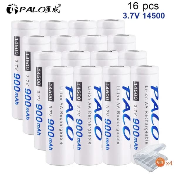 Genopladelige Lithium Batterier, 900mAh Kapacitet, 37V Spænding, 3,7v, 16 stk 14500