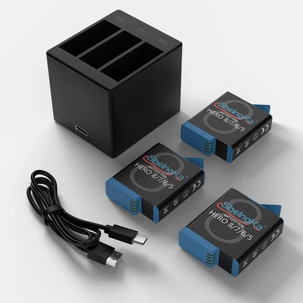 Action Kamera Batteri Oplader, Hurtig Opladning, Kompatibel med GoPro Hero 8 og Hero 7, AHDBT-801