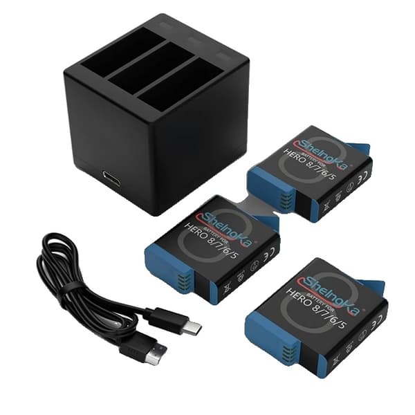 Action Kamera Batteri Oplader, Hurtig Opladning, Kompatibel med GoPro Hero 8 og Hero 7, AHDBT-801