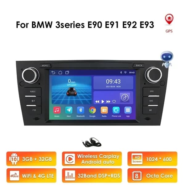 Carplay Android Autoradio, 4GLTE-forbindelse, Multimedie Stereo Audio, S3 8Core 3G 32G