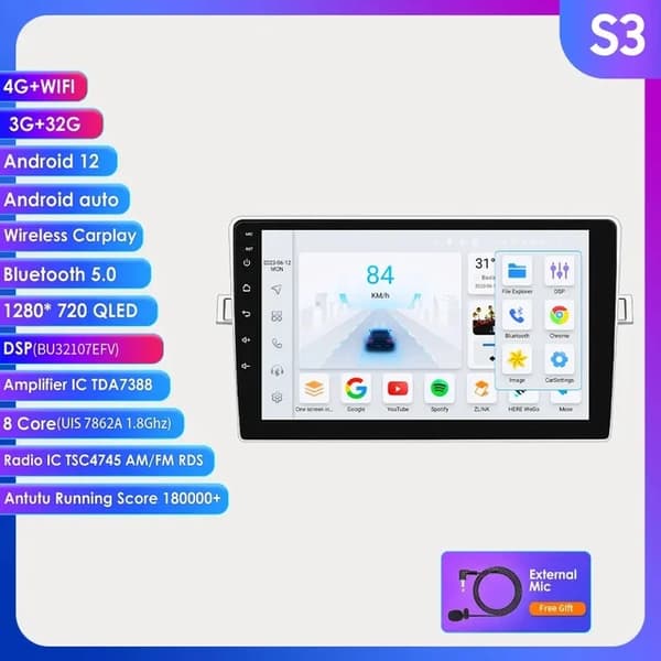 Auton monimediajärjestelmä, Android Auto Carplay, GPS-navigointi, S7