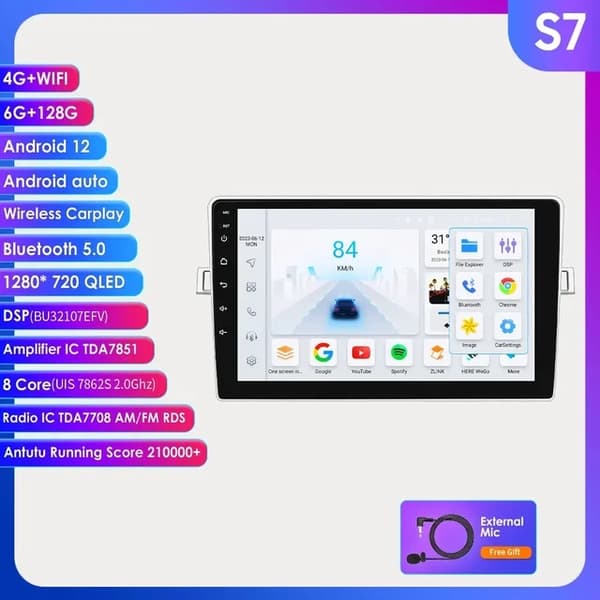 Auton monimediajärjestelmä, Android Auto Carplay, GPS-navigointi, S7