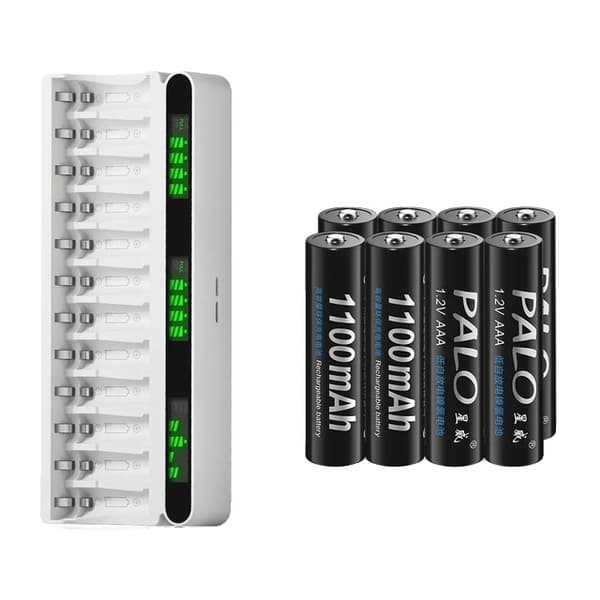 Batterioplader, LCD-skærm, Hurtigopladning, 8AA 8AAA