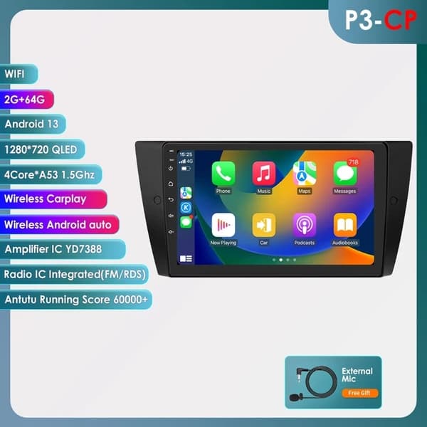 Auton Android 12 multimediatoistin, GPS-navigointi, stereokuuloke, S8-8G 128G-8cores-4G