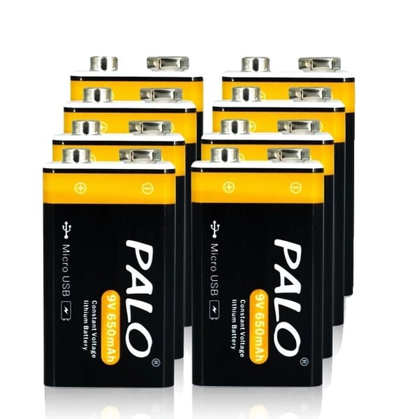 9V Genopladeligt Batteri, Micro USB Opladning, Lithium Ion Teknologi, 9V, 12 stk