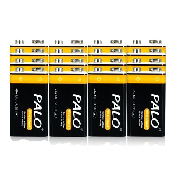 9V Genopladeligt Batteri, Micro USB Opladning, Lithium Ion Teknologi, 9V, 12 stk