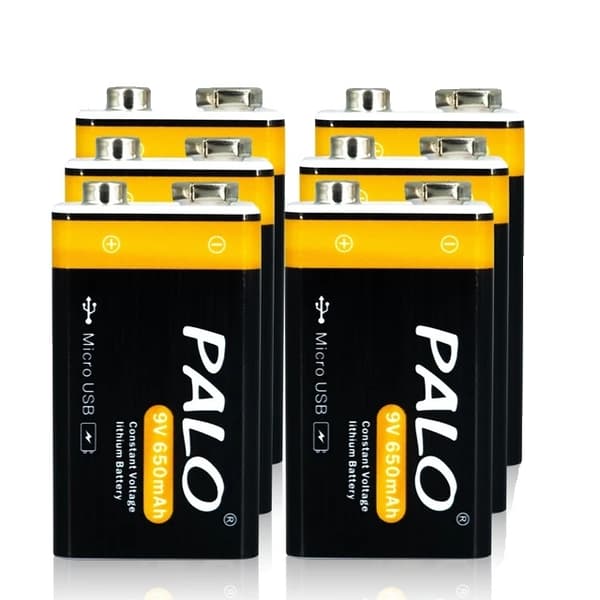 9V Genopladeligt Batteri, Micro USB Opladning, Lithium Ion Teknologi, 9V, 12 stk 9V 2