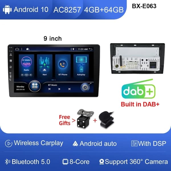 Bil DVD-afspiller, Android 12, GPS-navigation, E068